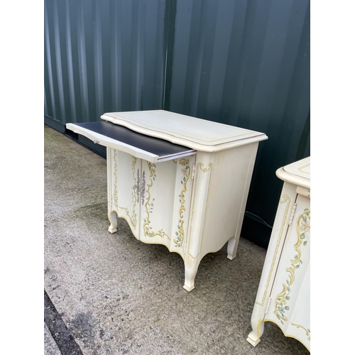 304 - A pair of hand painted bedside cupboards with slide 64x54x60