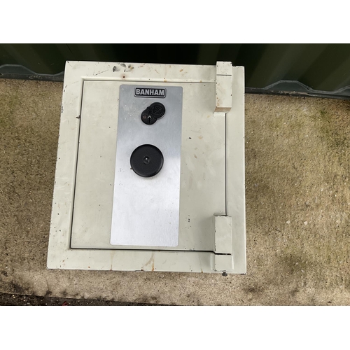 A BANHAM safe with key 44x42x50