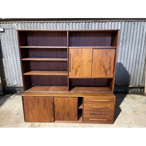 32 - A mid century rosewood sideboard / bookcase unit 155x45x154 (two sections)