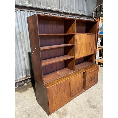 32 - A mid century rosewood sideboard / bookcase unit 155x45x154 (two sections)