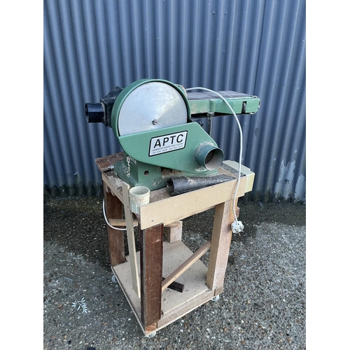 An Axminster power tool 6inch belt / 9inch disc sander on trolley base