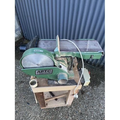 An Axminster power tool 6inch belt / 9inch disc sander on trolley base