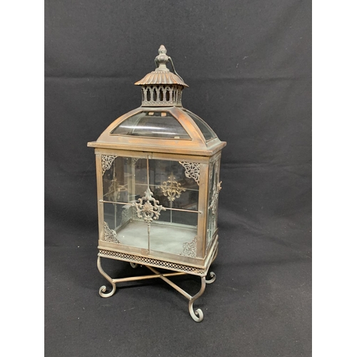 480 - Gilt effect metal lantern, height 56cms