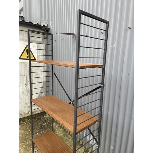 5 - A mid century bay of ladderax shelving with three teak shelves