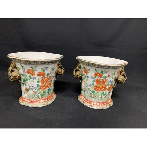 597 - Pair large decorative vases, height 22cms