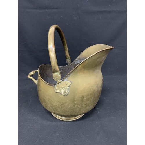 599 - Large vintage brass coal scuttle