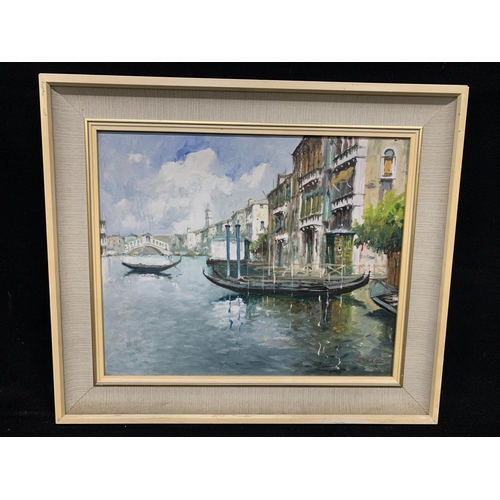 635 - Oil on canvas of Venice, indistint signature 64 x 54cms