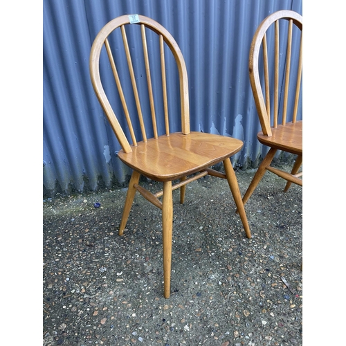 77 - A pair of ercol elm kitchen chairs