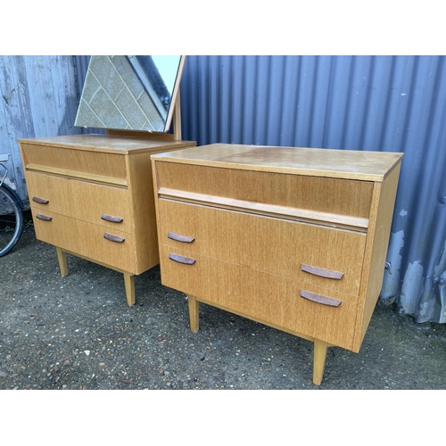 92 - A mid century light oak bedroom pair