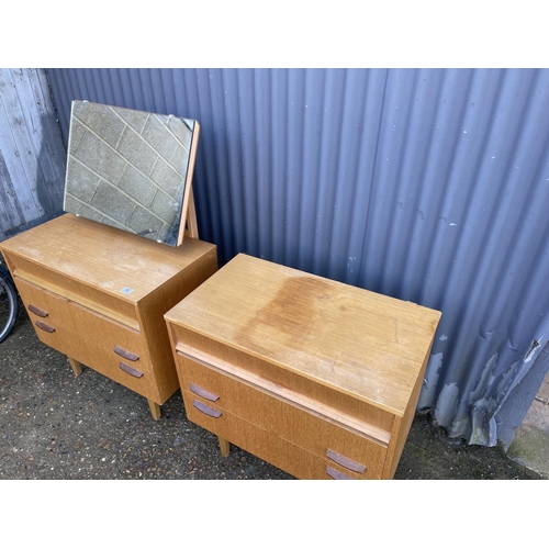 92 - A mid century light oak bedroom pair