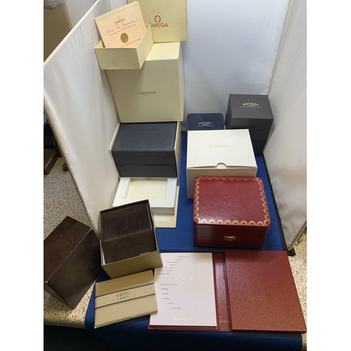 Seven EMPTY Watch boxes 1 Cartier, 1 Longines, 1 Seiko Lassale, 1