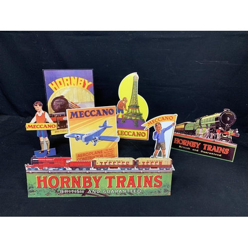 945 - Vintage Cardboard stand up Hornby and Meccano signs (tallest Hornby 36 cms)