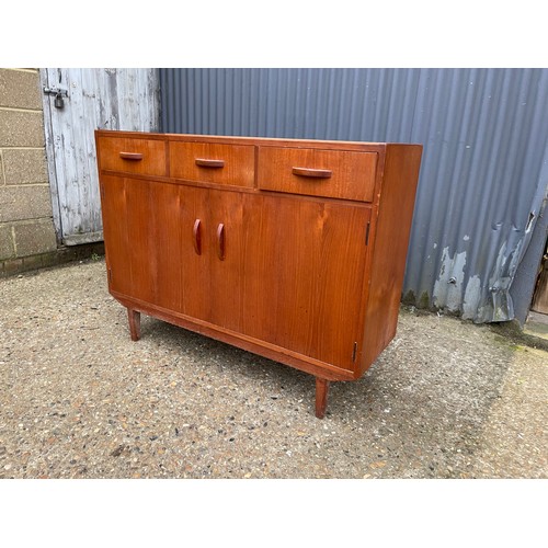 17 - A mid century  teak three drawer sideboard 122x39x90