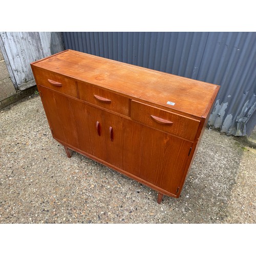 17 - A mid century  teak three drawer sideboard 122x39x90