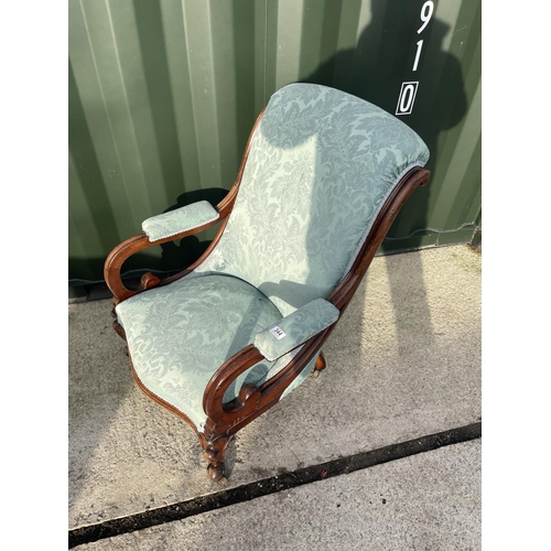 314 - A mahogany framed blue upholstered nursing chair