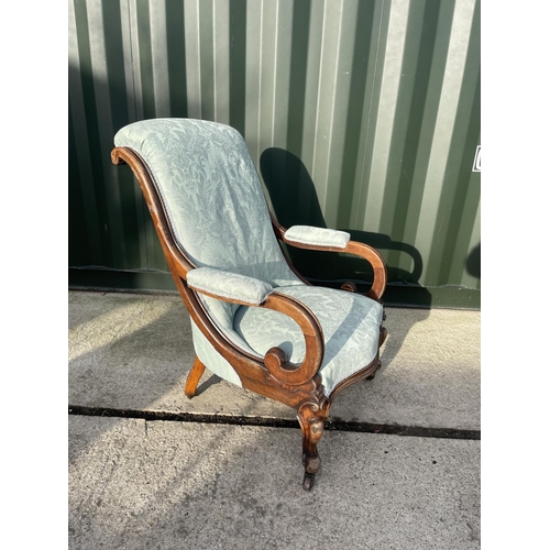 314 - A mahogany framed blue upholstered nursing chair