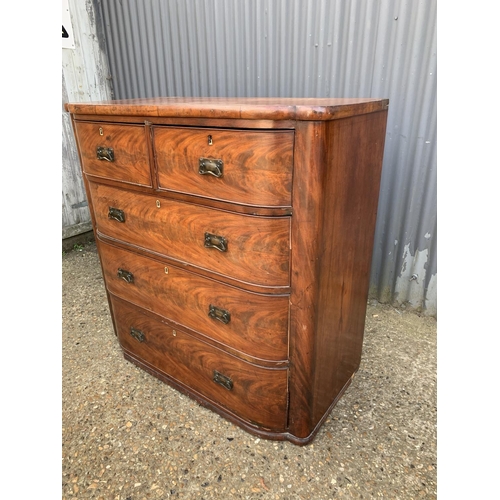 134 - Victorian mahogany shape fronted chest of 5 drawers, a/f, 114 x 57 x 113cms