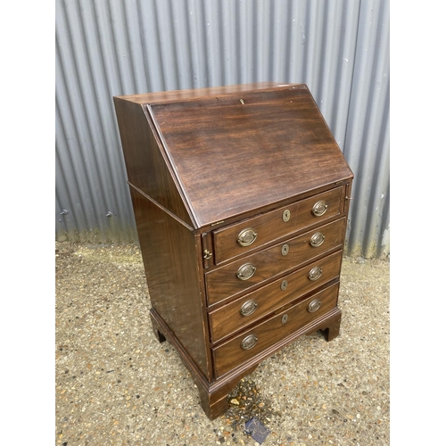 164 - A slim Victorian mahogany bureau with fitted interior 62x50x100