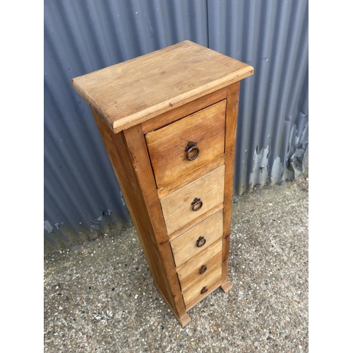 170 - A pine tallboy chest of five drawers 35x27x120