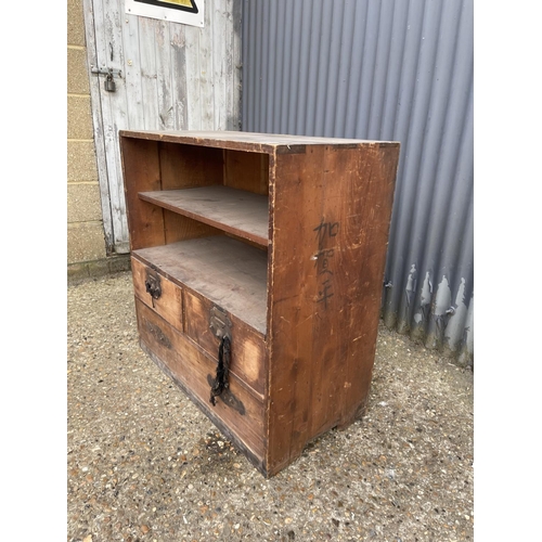 190 - A vintage pine three drawer shelf section 82x40x 88