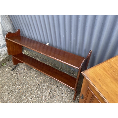 193 - An Edwardian satinwood bedside together with an Edwardian wall shelf