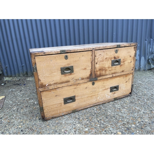 30 - A military style pine chest of three drawers with plaque for EJ PURPITT