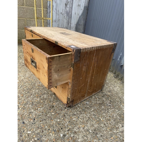 30 - A military style pine chest of three drawers with plaque for EJ PURPITT