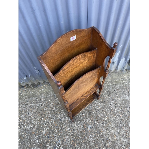 47 - An oak barley twist hall stand / newspaper rack