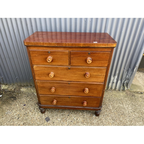 6 - A victorian mahogany chest of five drawers 100x47x125