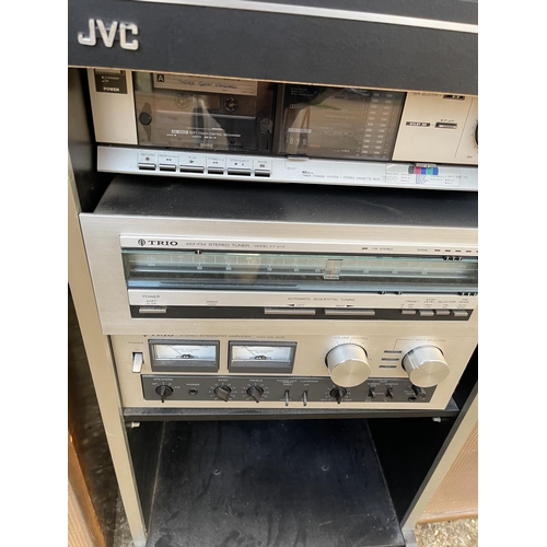 80 - A JVC HIFI STAND AND TWO SPEAKERS