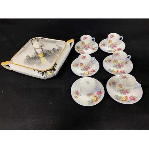 Shelley Deco tureen and floral patterned coffee set for six