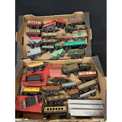 Two trays Hornby 0 Gauge Rolling stock