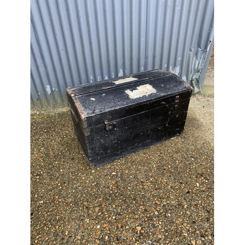 184 - Black painted domed trunk & antique leather case