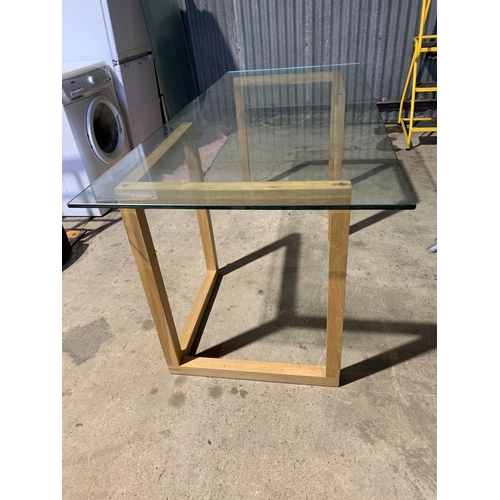 207 - Modern oak glass topped table, 180 x 80 x 75cms