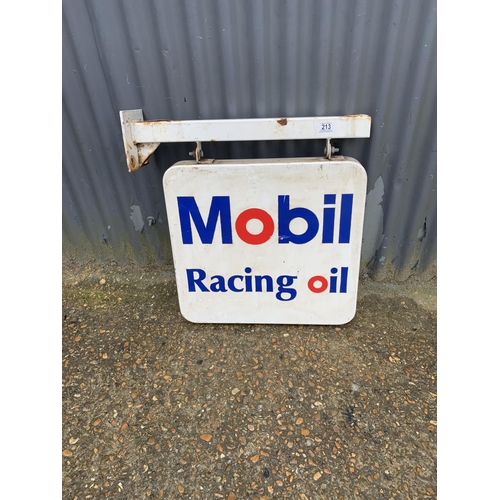 213 - Double sided Mobil Racing oil hanging sign, height 60cms, width 60cms