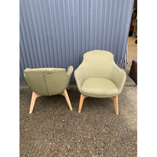 218 - Pair modern green armchairs, height to top of back 80cms