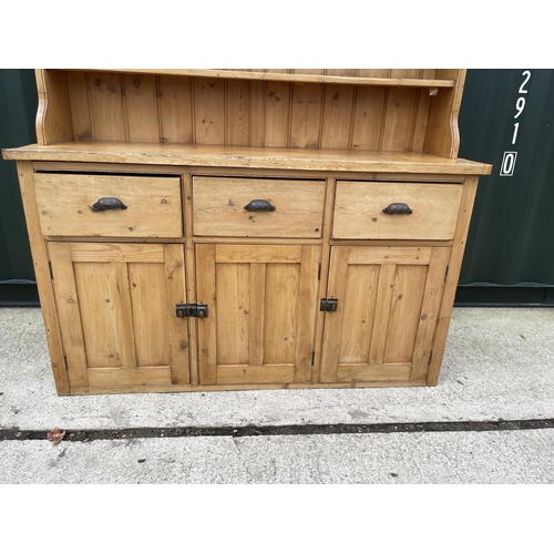 298 - An antique farmhouse style pine dresser 160x50x220