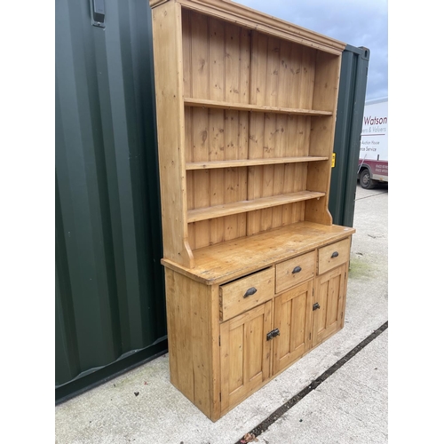 298 - An antique farmhouse style pine dresser 160x50x220