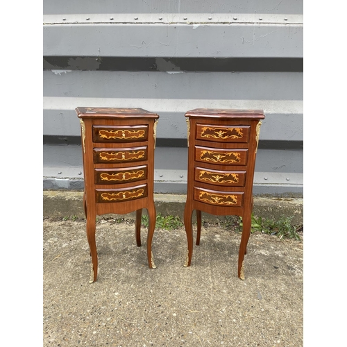 320 - A pair of Italian style reproduction four drawer bedsides with gold gilt mounts 34x30x80