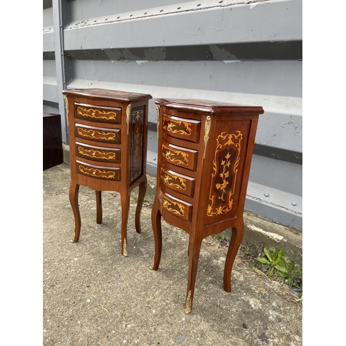 320 - A pair of Italian style reproduction four drawer bedsides with gold gilt mounts 34x30x80