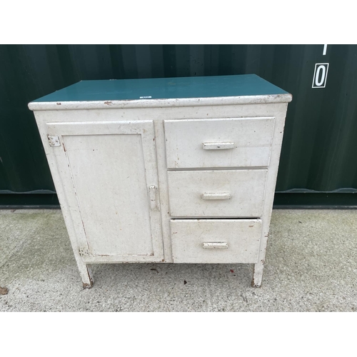 336 - A vintage white painted kitchen sideboard