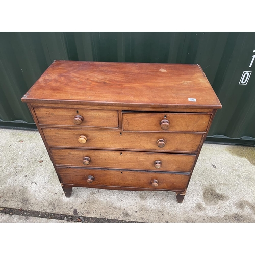 343 - A Victorian mahogany chest of five drawers for restoration