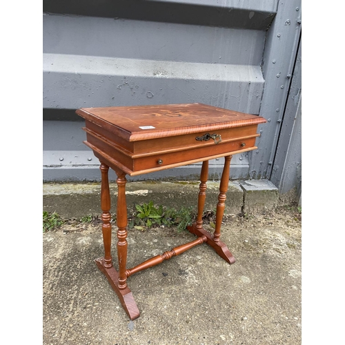 357 - Inlaid vanity table with key