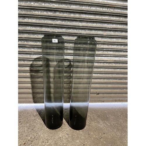 360 - Pair of tall smoke glass vases height 90 cms