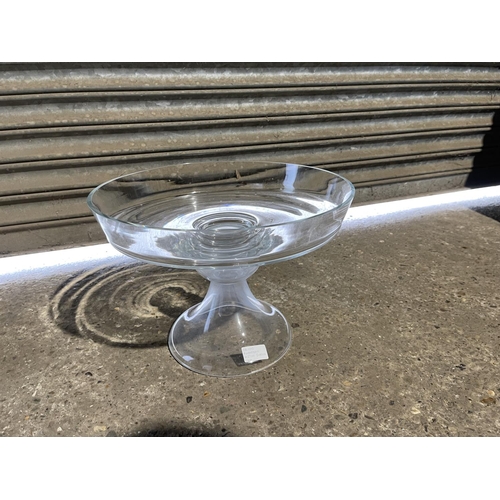 368 - Large footed glass centre piece bowl 40 cms diameter 27 cms high