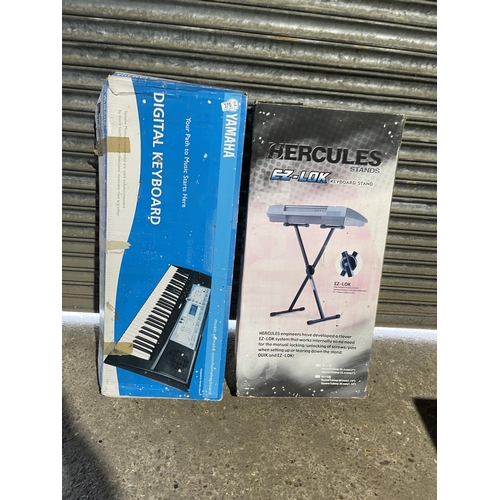 370 - Yamaha digital keyboard (no lead) with Hercules stand both boxed