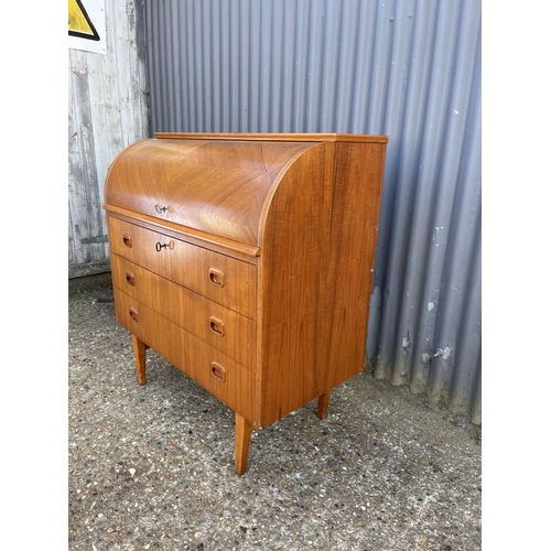 50 - A mid century danish style teak cylinder bureau