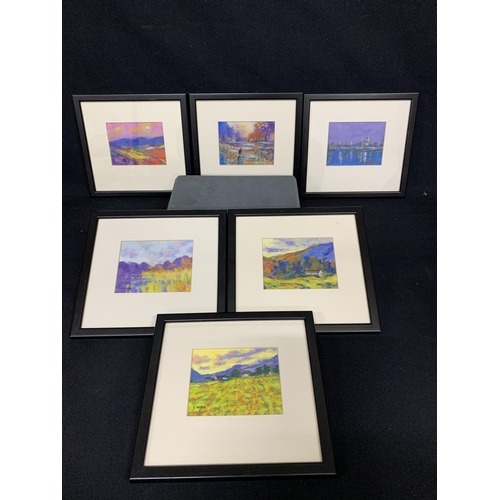 557 - Set of 6 small oil paintings, Signed S Wood, each 21 x 20cms