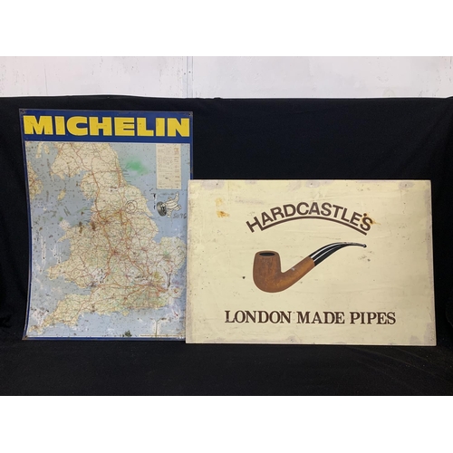 558 - Metal Michelin map and 2 sided pipe sign 92 x 61cms