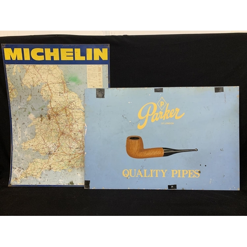 558 - Metal Michelin map and 2 sided pipe sign 92 x 61cms